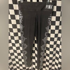 PINK Victoria secret yoga leggings Black with Aztec Rhinestones